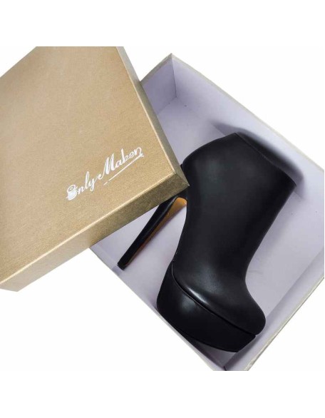 Black Platform Zipper Stiletto Ankle Boots
