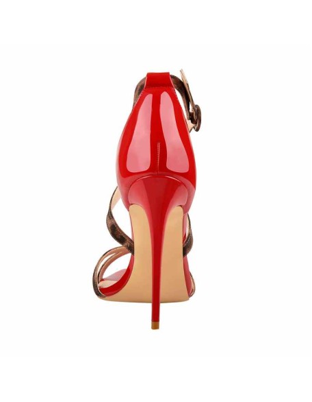 Criss Cross Leopard Ankle Strap Stilettos Sandals