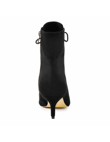 Kitten Low Heel Pointed Toe Lace Up Ankle Boots