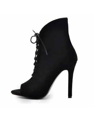Peep Toe Lace Up Stiletto Ankle Boots