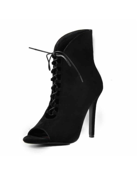 Peep Toe Lace Up Stiletto Ankle Boots
