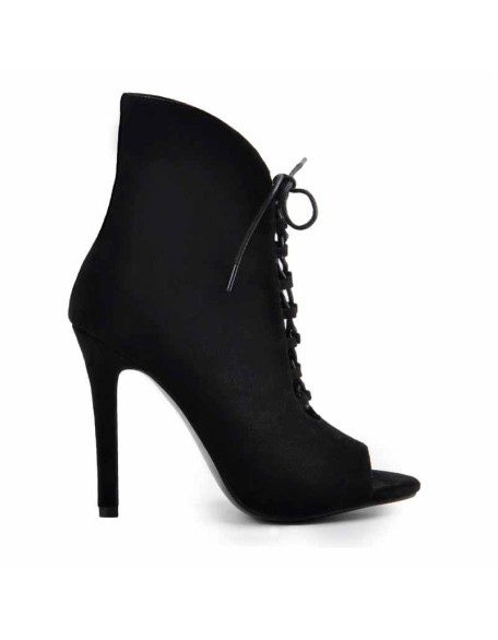 Peep Toe Lace Up Stiletto Ankle Boots