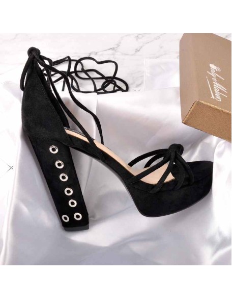 Gladiator Platform Lace Up Chunky High Heel Sandals