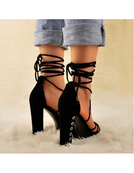 Gladiator Platform Lace Up Chunky High Heel Sandals