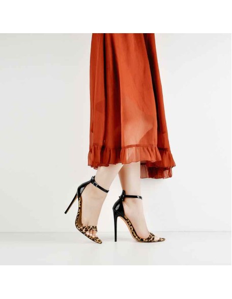 Pointy Open Toe Leopard Ankle Sandals