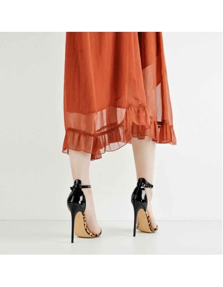 Pointy Open Toe Leopard Ankle Sandals