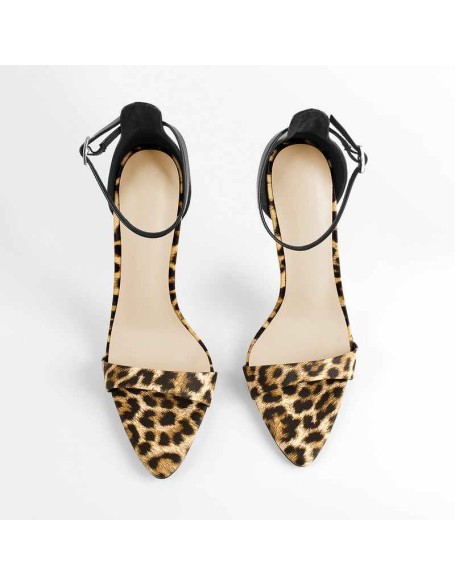 Pointy Open Toe Leopard Ankle Sandals