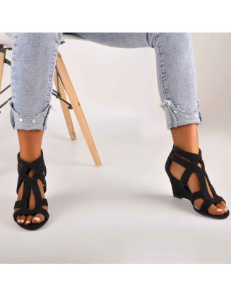 Gladiator Cut Out Peep Toe Wedge Sandals