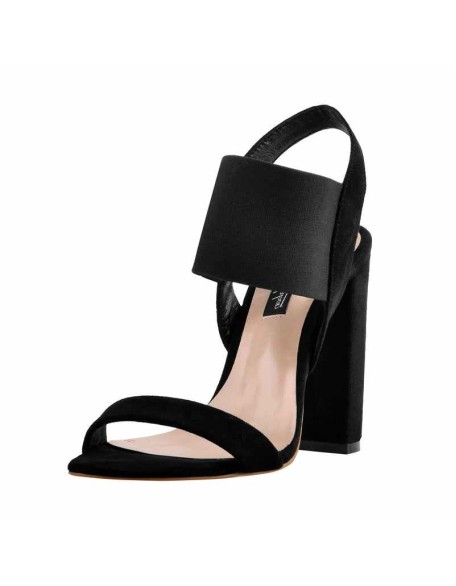Chunky High Heel Singback Black Sandals