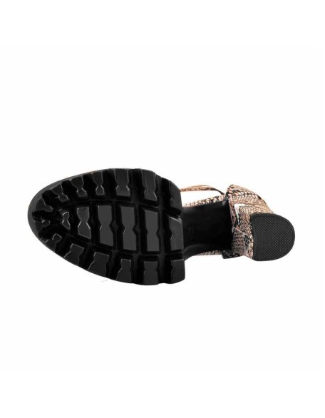 Snake Print Ankle Strap Chunky Heel Sandals