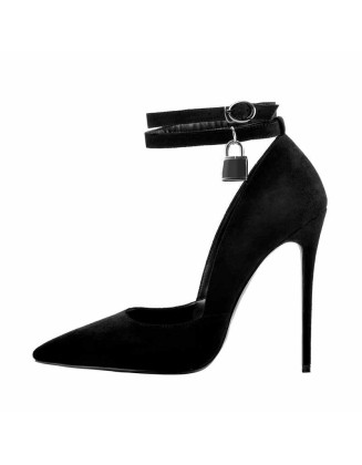 Pointed Toe Double Ankle Strap With Lock High Heel Pumps