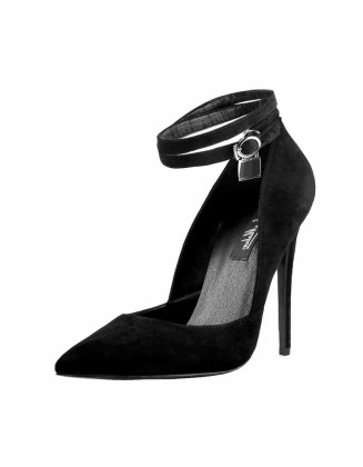 Pointed Toe Double Ankle Strap With Lock High Heel Pumps
