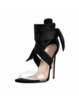 Clear Band Lace Up High Heel Sandals
