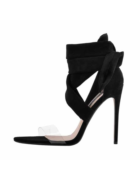 Clear Band Lace Up High Heel Sandals