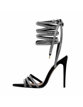 Rhinestone Strap Stilettos Heel Sandals