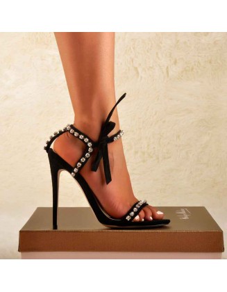 Ankle Strap Rhinestone Stiletto Sandals