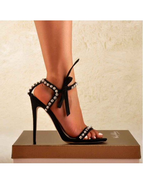 Ankle Strap Rhinestone Stiletto Sandals