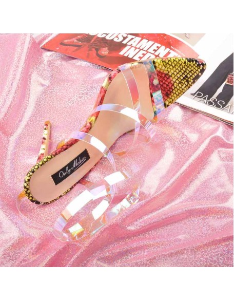 Snake Pointed Open Toe PVC Strap Sandals
