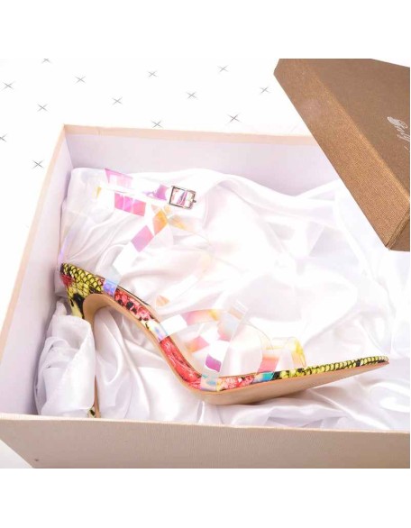 Snake Pointed Open Toe PVC Strap Sandals