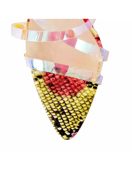 Snake Pointed Open Toe PVC Strap Sandals