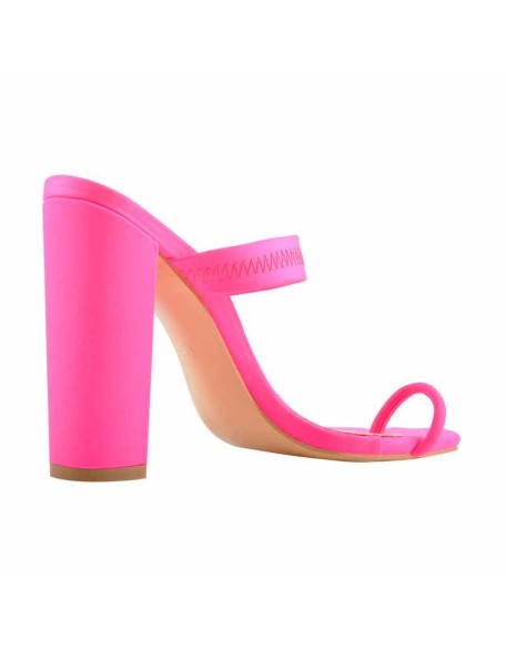 Chunky High Heel Mules Toe Ring Sandals