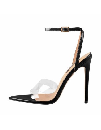 Clear Cross Band Open Toe High Heel Sandals