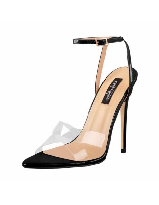 Clear Cross Band Open Toe High Heel Sandals