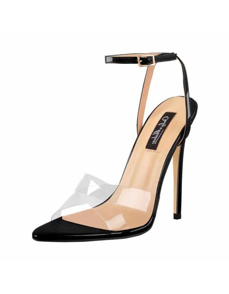Clear Cross Band Open Toe High Heel Sandals