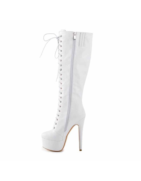 Platform Lace-Up Knee High Boot