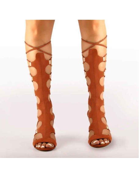 Lace Up Gladiator Cutout Wedge Sandal Boots