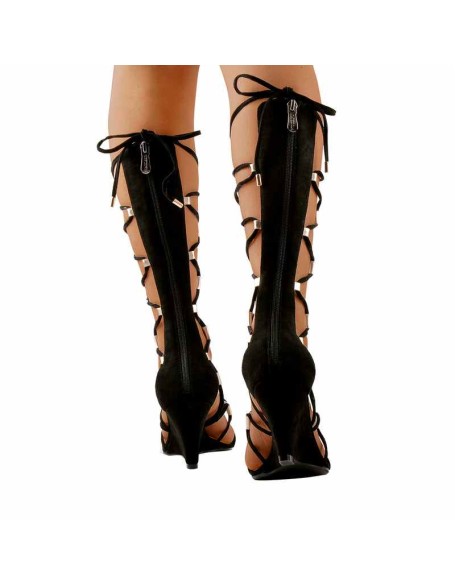 Lace Up Gladiator Cutout Wedge Sandal Boots