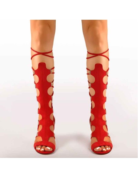 Lace Up Gladiator Cutout Wedge Sandal Boots