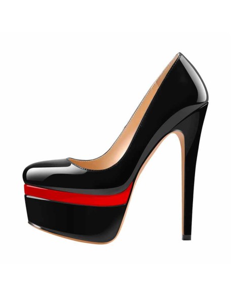 Round Toe Double Platform High Heel Pumps