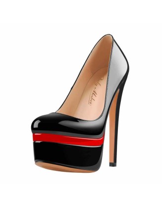 Round Toe Double Platform High Heel Pumps