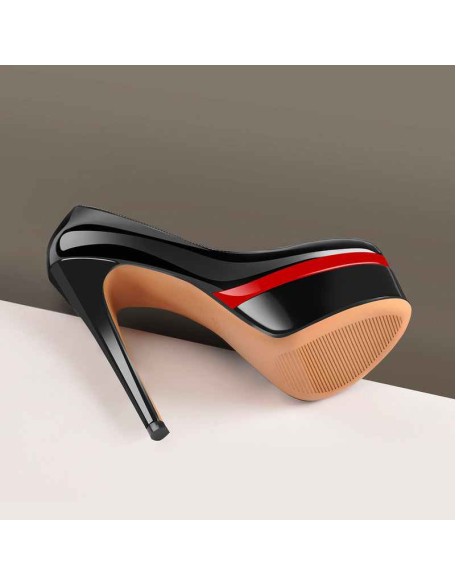 Round Toe Double Platform High Heel Pumps