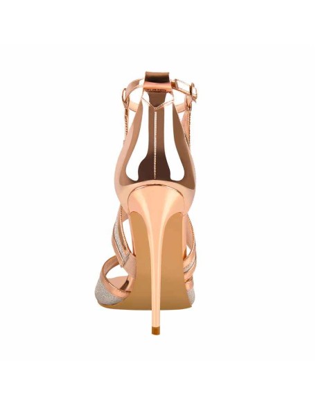 Champagne Gold Metallic Luster Glitter Cut Out Sandals