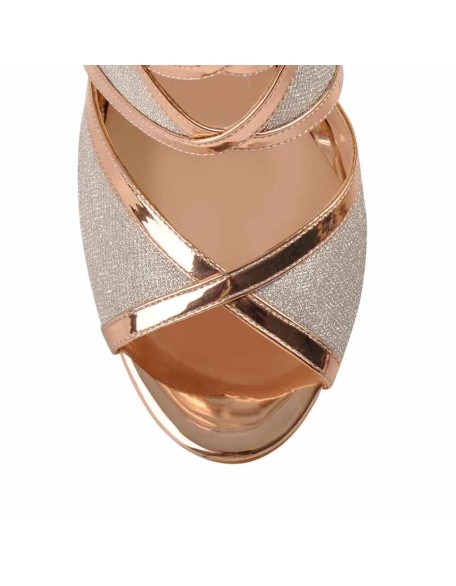 Champagne Gold Metallic Luster Glitter Cut Out Sandals