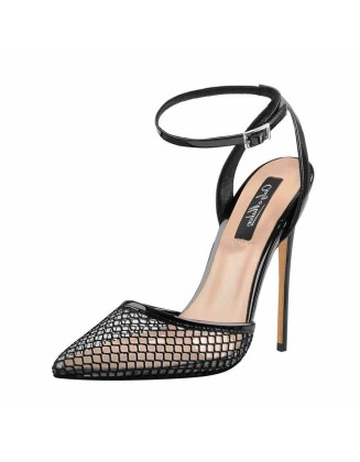 PVC Strappy Cover Mesh Hollow High Heels Sandals