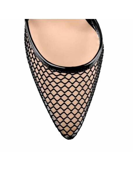 PVC Strappy Cover Mesh Hollow High Heels Sandals