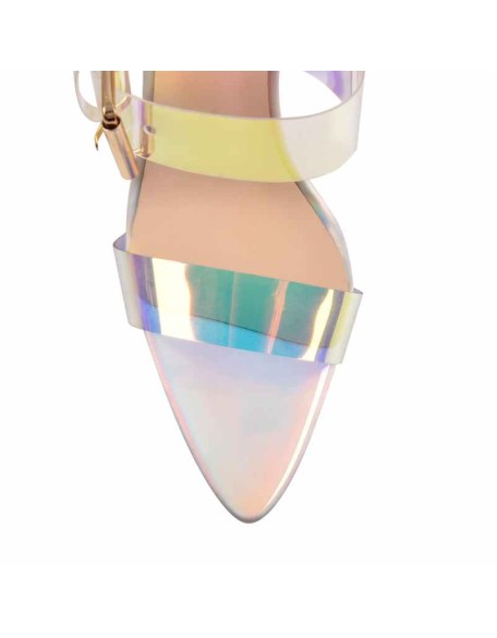 Holographic Triple Clear Straps High Heels Sandals