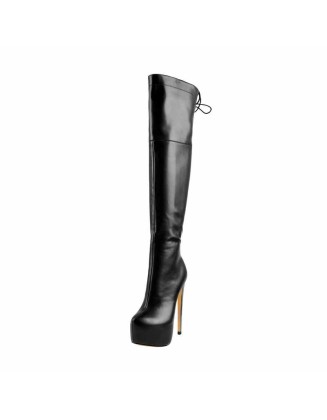 Faux Leather Platform High Heels Thigh High Boots