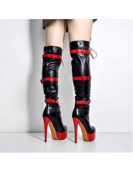 Platform Front Lace-Up High Heel Stiletto Over The Knee High Boot