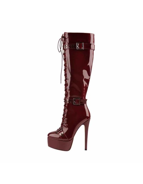 Platform Front Lace-Up High Heel Stiletto Over The Knee High Boot