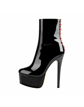 Platform Stiletto High Heel Patent leather Ankle Boots