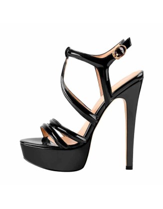 Platform Stilettos Open Toe Ankle Strap Crisscross Sandals
