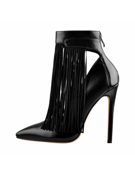 Fringe Pointed Toe Stiletto High Heels Ankle Pumps