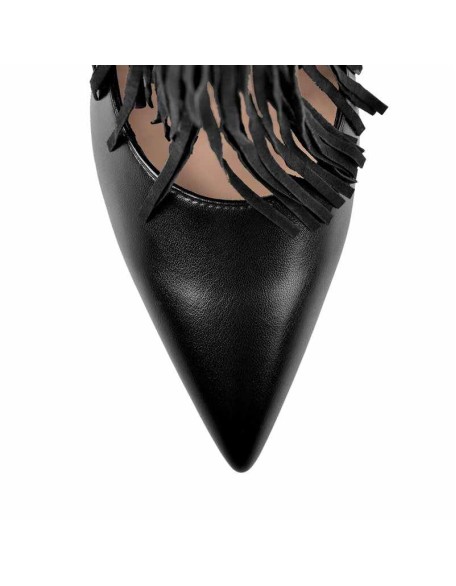 Fringe Pointed Toe Stiletto High Heels Ankle Pumps