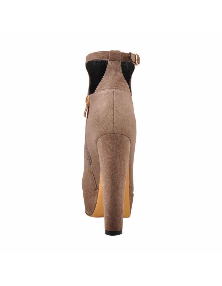 Cut Out Platform Round Toe Suede Ankle Boots