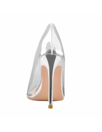 Transparent Pointed Toe Slip on High Heel Stiletto Pumps