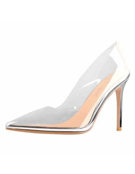Transparent Pointed Toe Slip on High Heel Stiletto Pumps